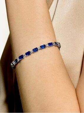 Sterling Silver Blue & Crystal Tennis Bracelet